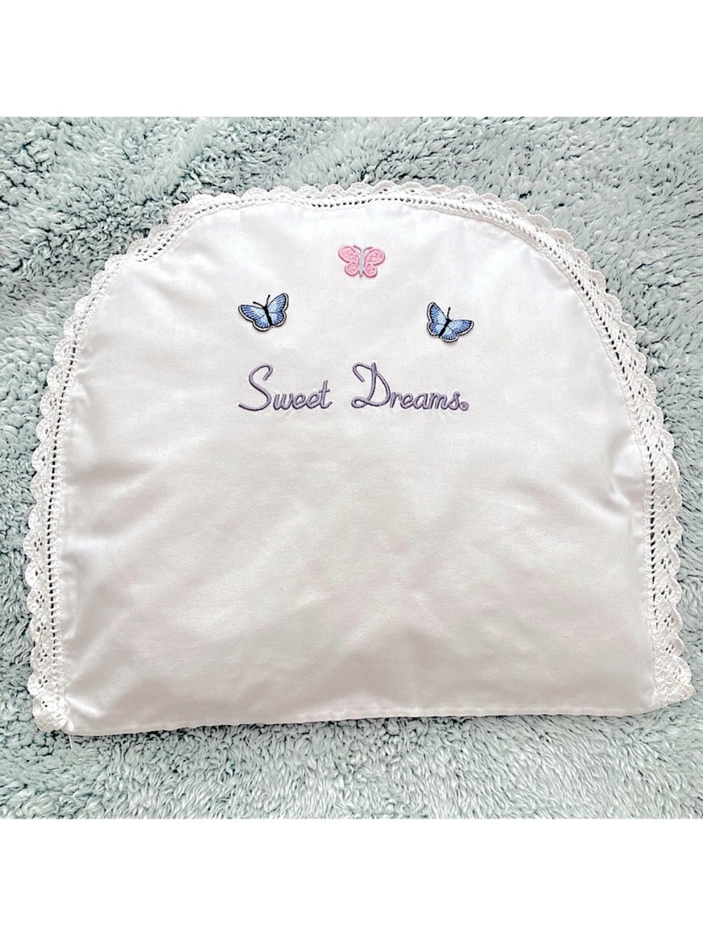 White Crochet Cotton Baby Crib Pillow